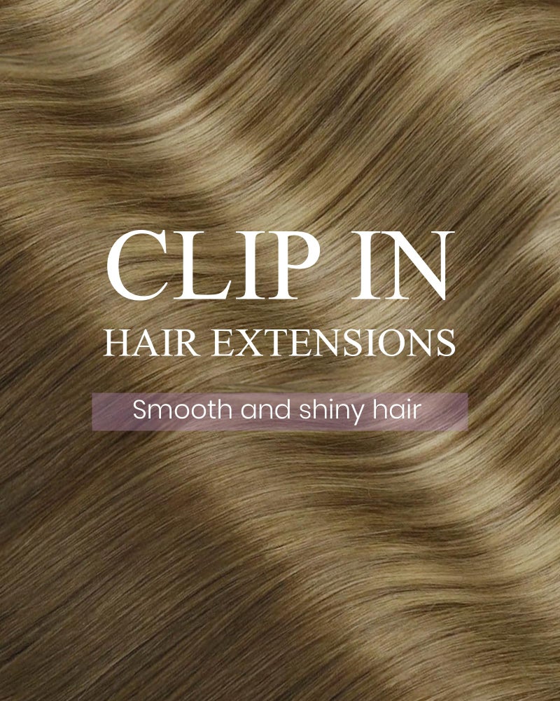 LaaVoo Clip in Hair Extensions Real Human Hair Brown Balayage # 8 Mix Golden Blonde Human Hair Clip in Extensions Blonde Balayage Real Hair Extensions Clip ins Full Head 16 Inch 7pcs 120g - Image 4